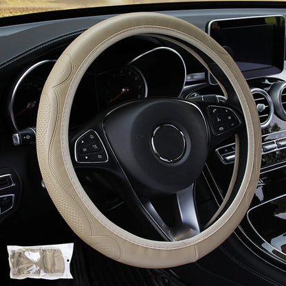 Universal Car Steering Wheel Cover Breathable Anti Slip Leather Steering Covers Suitable 37-38cm Auto Decoration