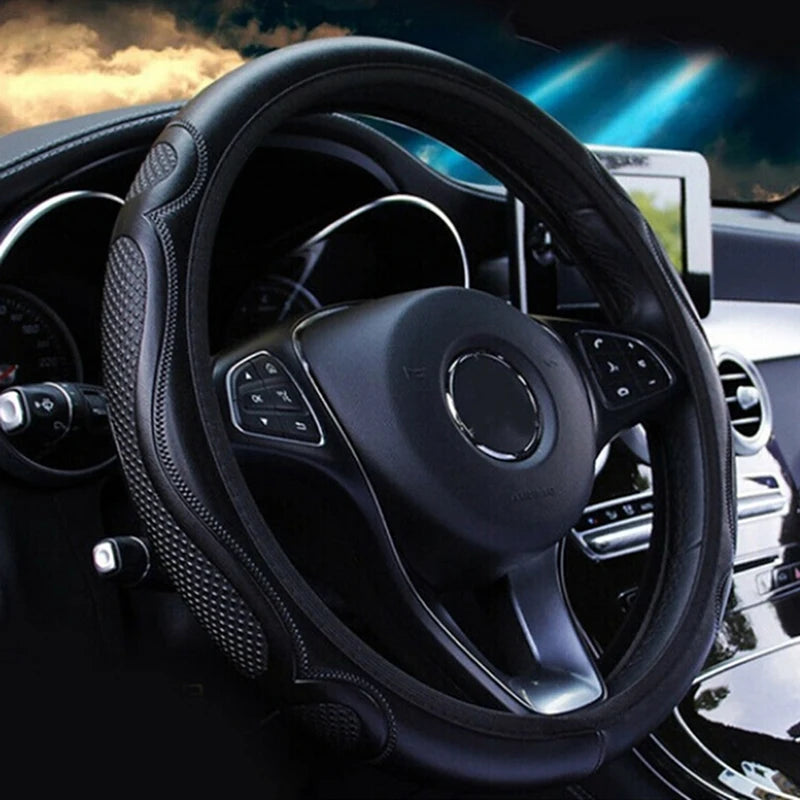 Universal Car Steering Wheel Cover Breathable Anti Slip Leather Steering Covers Suitable 37-38cm Auto Decoration