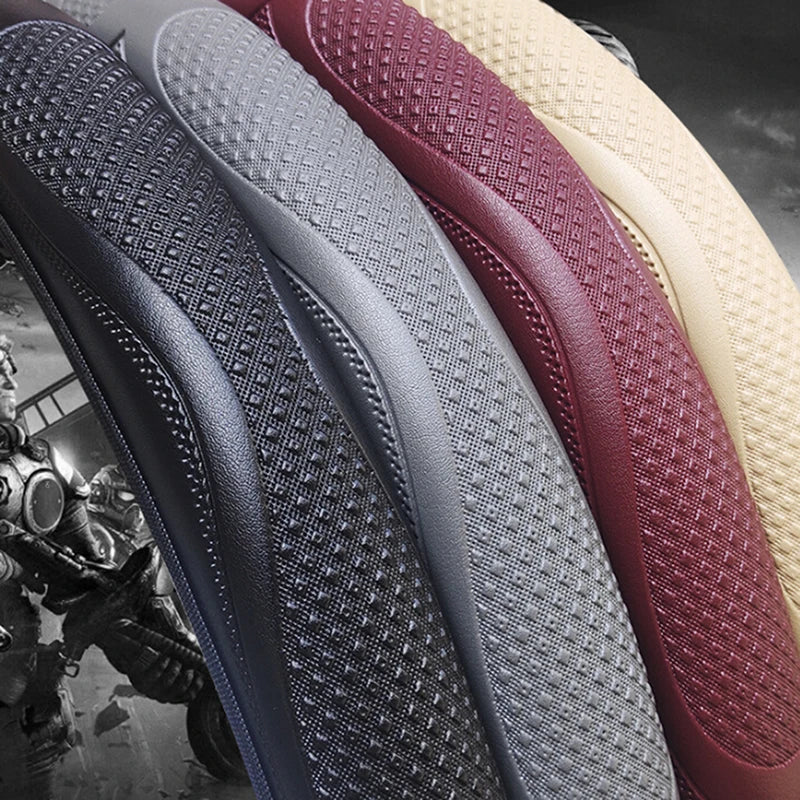 Universal Car Steering Wheel Cover Breathable Anti Slip Leather Steering Covers Suitable 37-38cm Auto Decoration
