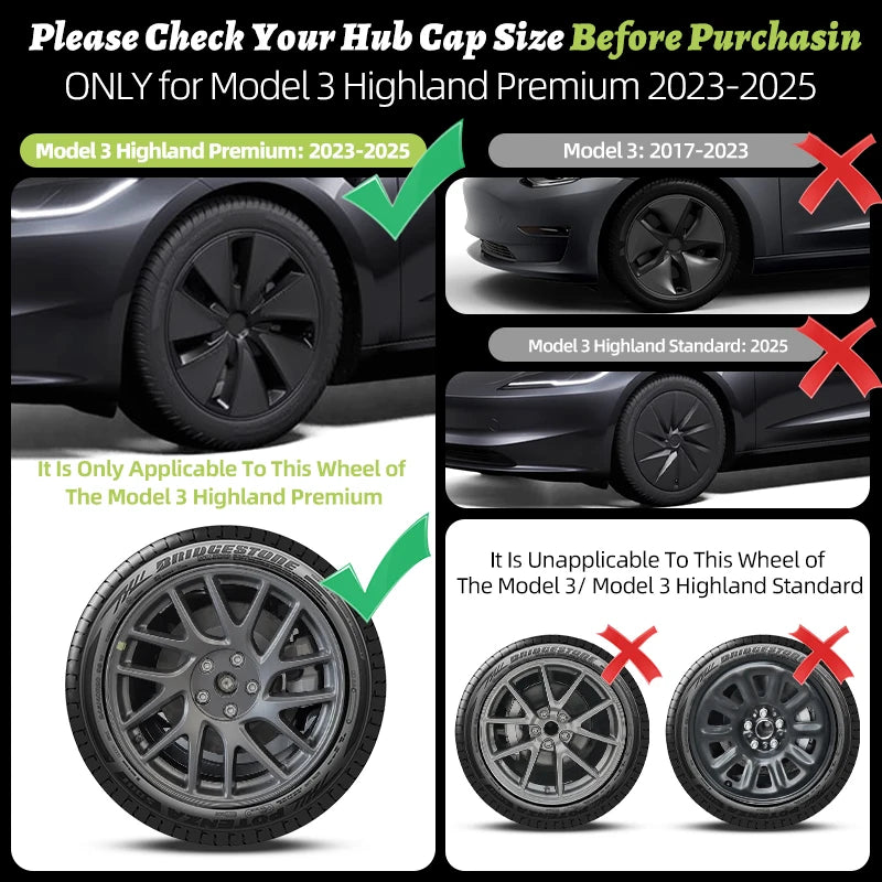 4PCS 18 Inch  Right＆Left Wheel Cover Design for Tesla Model 3 Highland 2023-2026 Hub Cap Automobile Hubcap Full Rim Wheel Cover