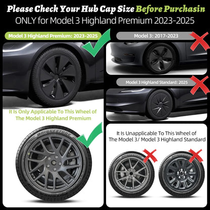 4PCS 18 Inch  Right＆Left Wheel Cover Design for Tesla Model 3 Highland 2023-2026 Hub Cap Automobile Hubcap Full Rim Wheel Cover