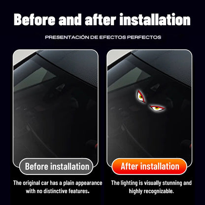 Solar Demon's Eye Car Dynamic Eyes LED Light Blinking Moving Eyes Car Lights Ambience Lamp Decoration No Wiring Required