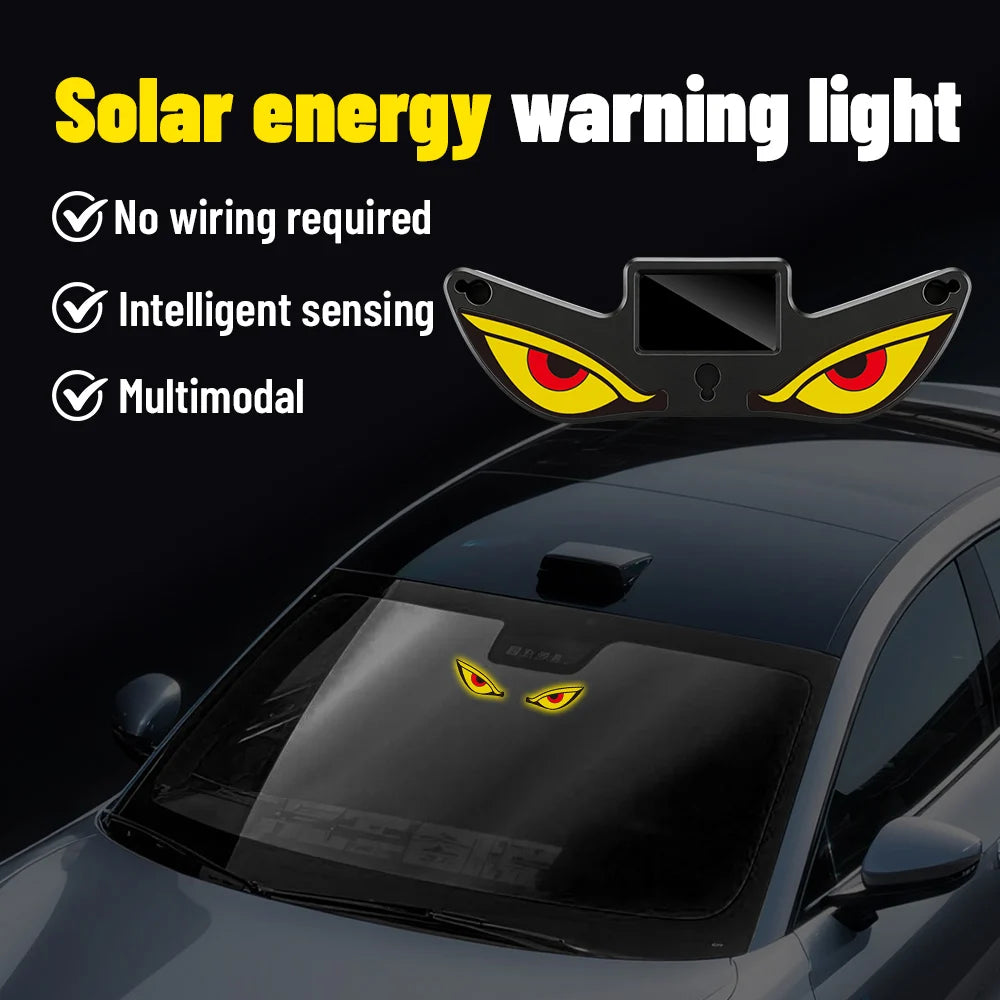Solar Demon's Eye Car Dynamic Eyes LED Light Blinking Moving Eyes Car Lights Ambience Lamp Decoration No Wiring Required