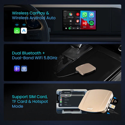 SM6350 Ai Box Android 15.0 8GB+126GB CarPlay Tv Box Support Youtube Netfilx IPTV GNSS Wireless CarPlay Android Auto Wireless