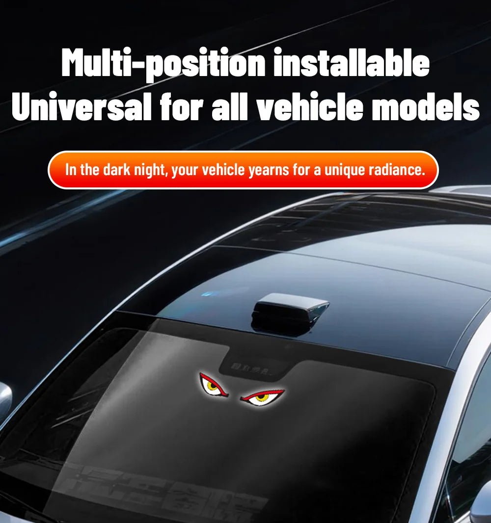 Solar Demon's Eye Car Dynamic Eyes LED Light Blinking Moving Eyes Car Lights Ambience Lamp Decoration No Wiring Required