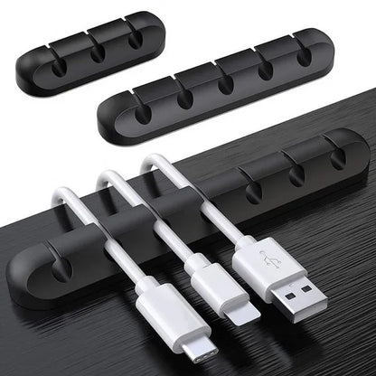 Silicone USB Cable Organizer USB Charging Cable Winder Desktop Tidy Management Clips Cable Holder For Mouse earphone Accessories