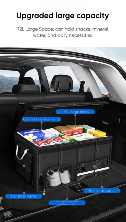 Portable Foldable Trunk Storage Box Waterproof Oxford Cloth 92L Large-Capacity Car Organizer for Camping Fishing