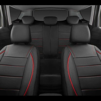Universal Leather Car Seat Covers Red Simple Waterproof 5 Seat Car Seat Cover