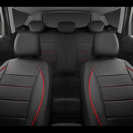 Universal Leather Car Seat Covers Red Simple Waterproof 5 Seat Car Seat Cover