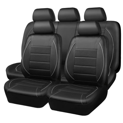 Universal Leather Car Seat Covers Red Simple Waterproof 5 Seat Car Seat Cover