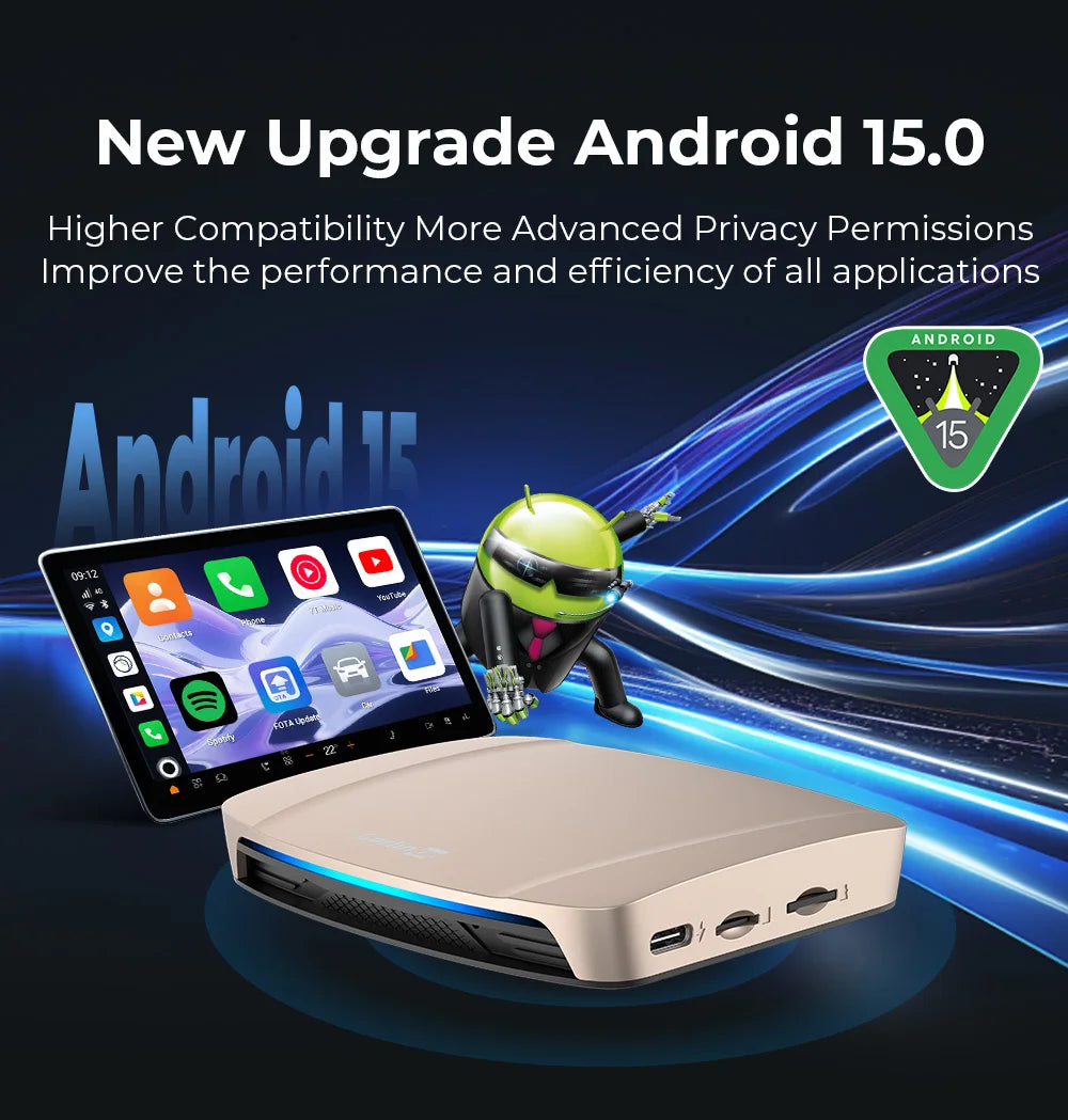 SM6350 Ai Box Android 15.0 8GB+126GB CarPlay Tv Box Support Youtube Netfilx IPTV GNSS Wireless CarPlay Android Auto Wireless