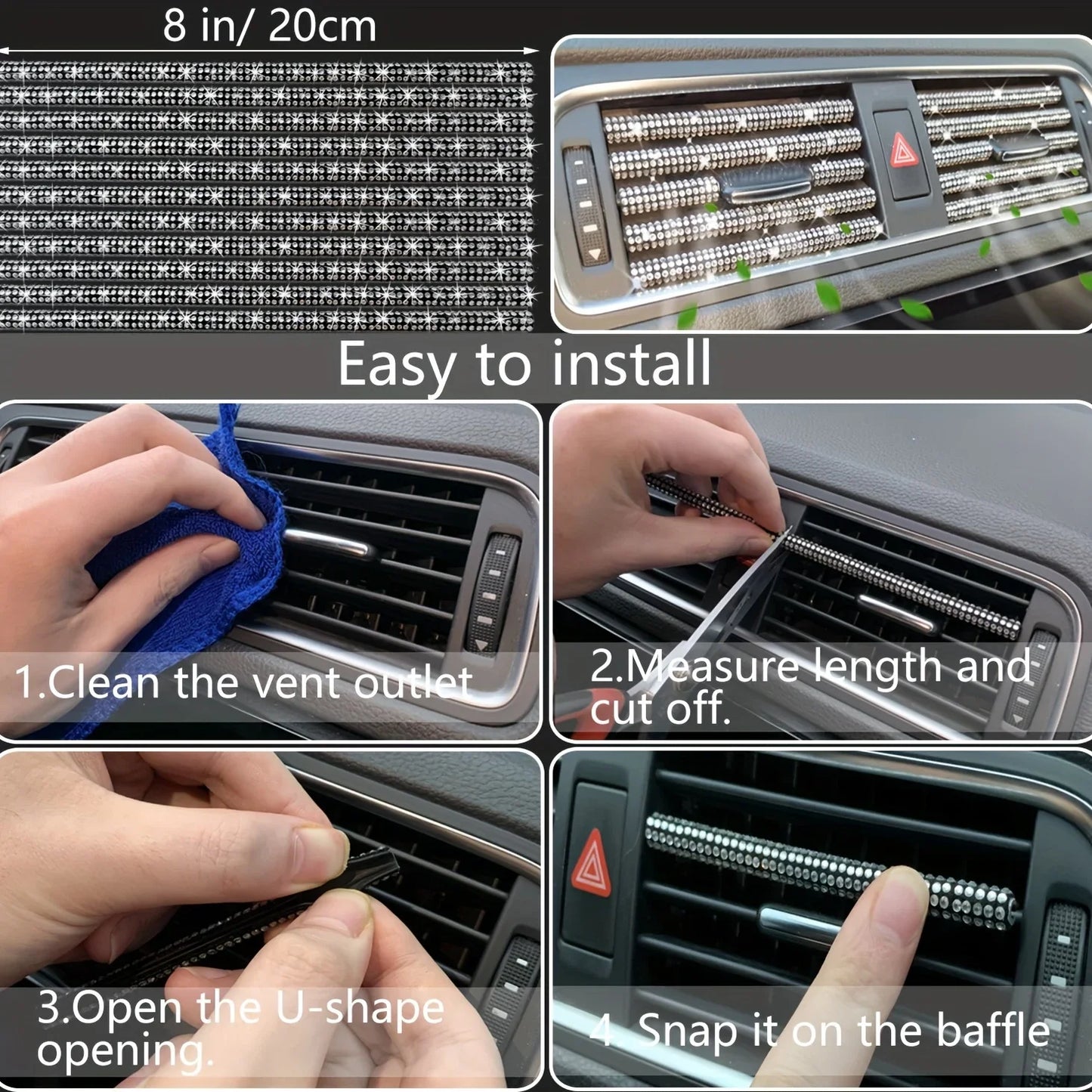 Car Steering Wheel Cover Non-slip Comfortable Stretch Handlebar Cover Drilling U.S. Licence Plate Frame Rhinestone CarDecoration