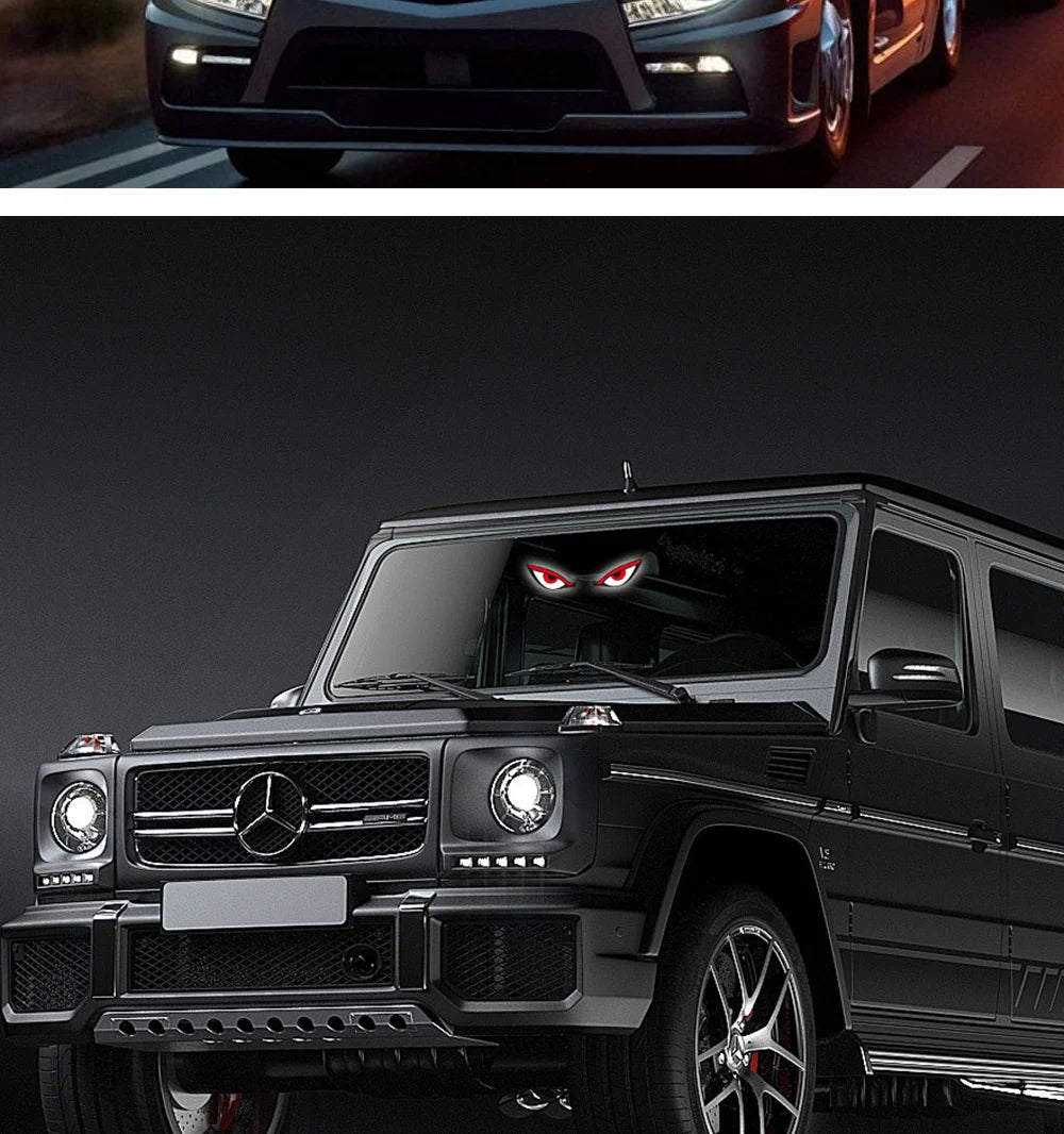Solar Demon's Eye Car Dynamic Eyes LED Light Blinking Moving Eyes Car Lights Ambience Lamp Decoration No Wiring Required