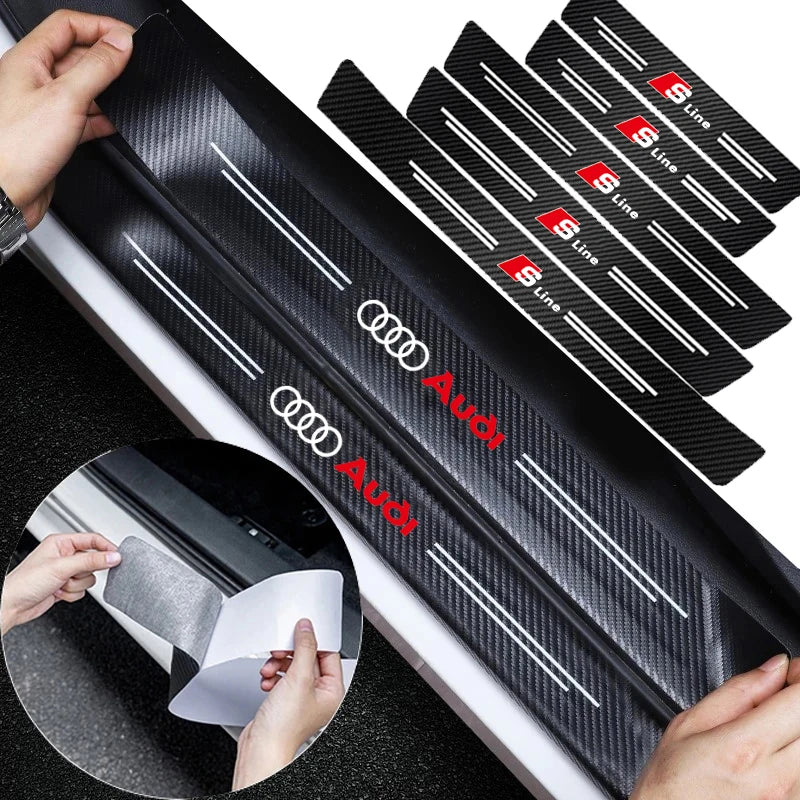 1/4/5Pcs Car Door Sill Scuff Plate Decor Carbon Fiber Stickers For Audi A1 A2 A3 A4 A5 A6 A7 A8 Q1 Q2 Q3 Q4 Q5 Q6 Q7 Q8 TT S5 B8
