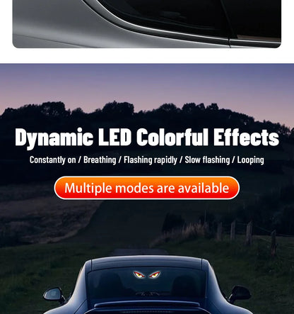 Solar Demon's Eye Car Dynamic Eyes LED Light Blinking Moving Eyes Car Lights Ambience Lamp Decoration No Wiring Required