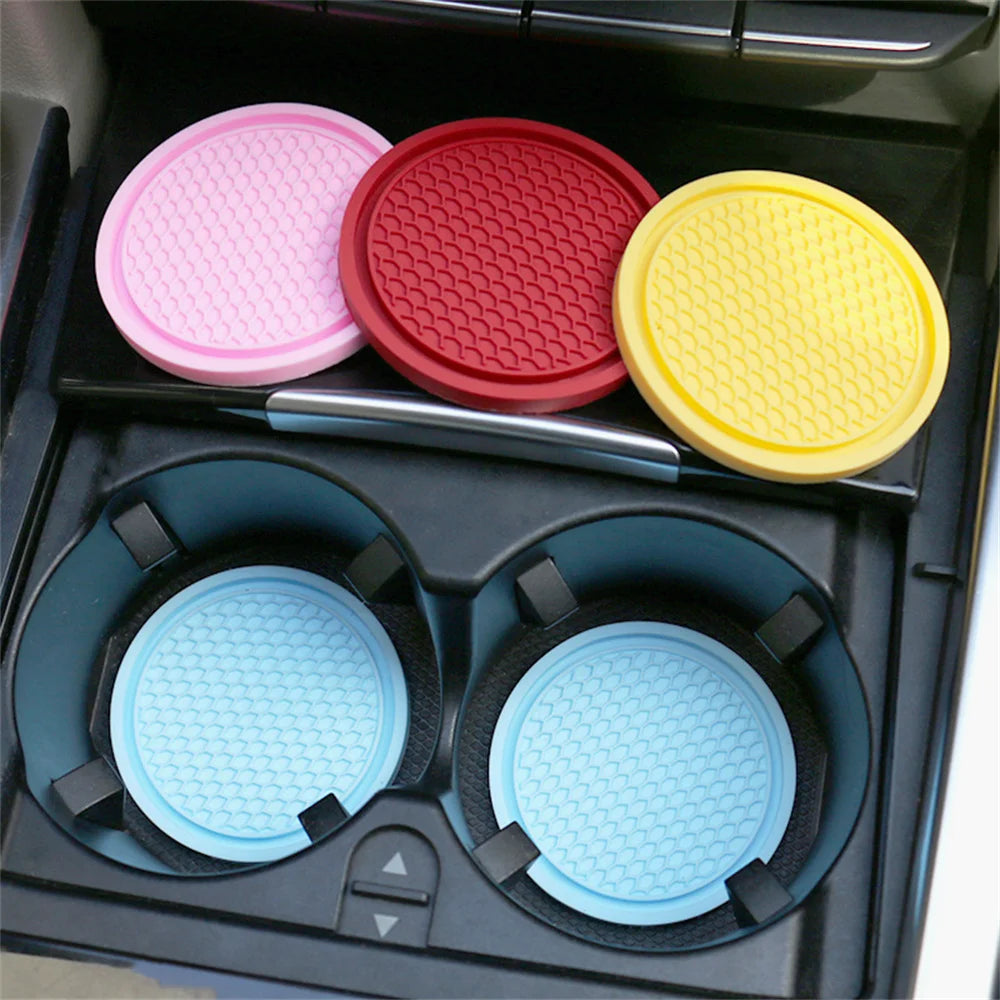 Car Water Cup Pad Holders Non-slip Diamond Rhinestone Silicone Mat Bottle Holder Coaster Auto Interior Decoration Accessories
