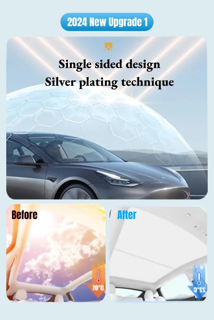 Roof Sunshades for Tesla Model Y 2025 Juniper Model 3 Sunroof Shade Sunshade Roof Sun Shade for 2024-2025 Tesla Model 3 Highland