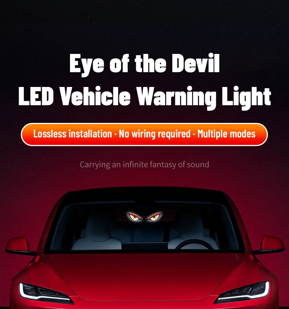 Solar Demon's Eye Car Dynamic Eyes LED Light Blinking Moving Eyes Car Lights Ambience Lamp Decoration No Wiring Required