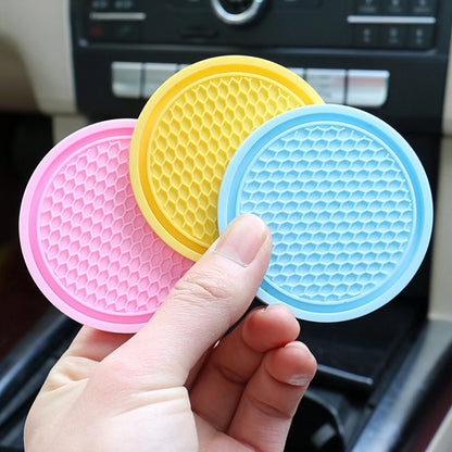 Car Water Cup Pad Holders Non-slip Diamond Rhinestone Silicone Mat Bottle Holder Coaster Auto Interior Decoration Accessories