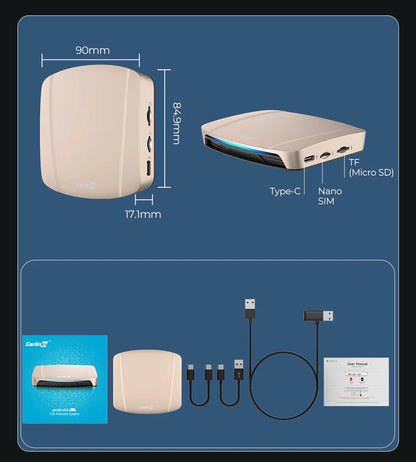 SM6350 Ai Box Android 15.0 8GB+126GB CarPlay Tv Box Support Youtube Netfilx IPTV GNSS Wireless CarPlay Android Auto Wireless