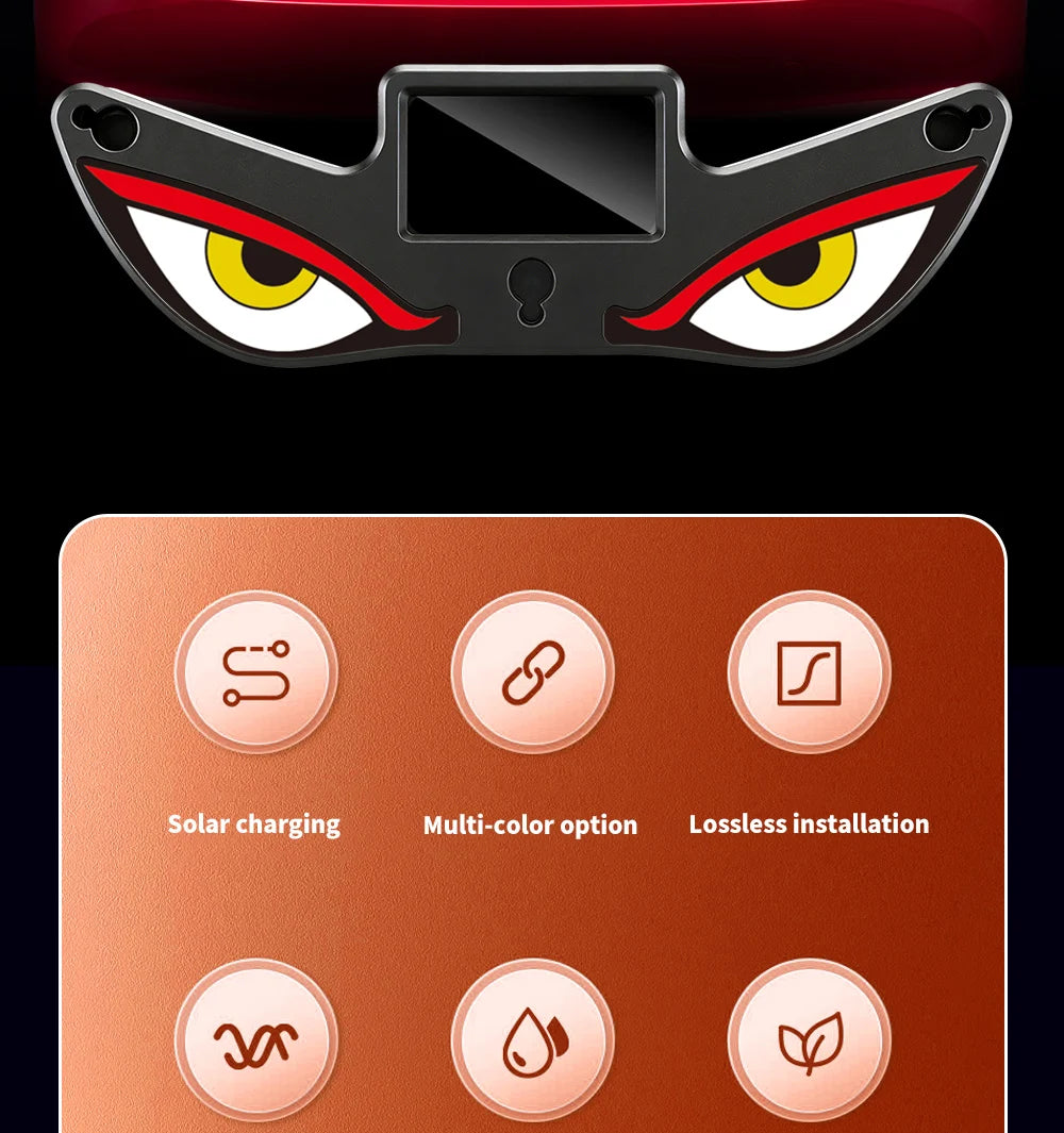 Solar Demon's Eye Car Dynamic Eyes LED Light Blinking Moving Eyes Car Lights Ambience Lamp Decoration No Wiring Required