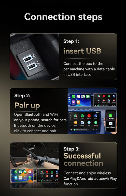 3 in 1 Carplay Adapter Wireless Android Auto AIBox for OEM Wired Carplay Screen Support Original MIC/Button/Touch Control