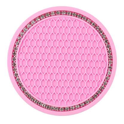 Car Water Cup Pad Holders Non-slip Diamond Rhinestone Silicone Mat Bottle Holder Coaster Auto Interior Decoration Accessories