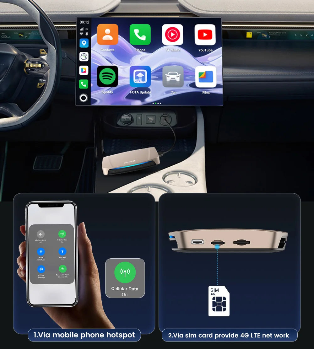 SM6350 Ai Box Android 15.0 8GB+126GB CarPlay Tv Box Support Youtube Netfilx IPTV GNSS Wireless CarPlay Android Auto Wireless