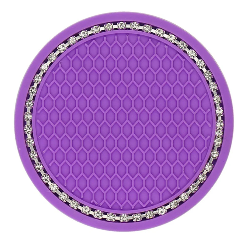 Car Water Cup Pad Holders Non-slip Diamond Rhinestone Silicone Mat Bottle Holder Coaster Auto Interior Decoration Accessories