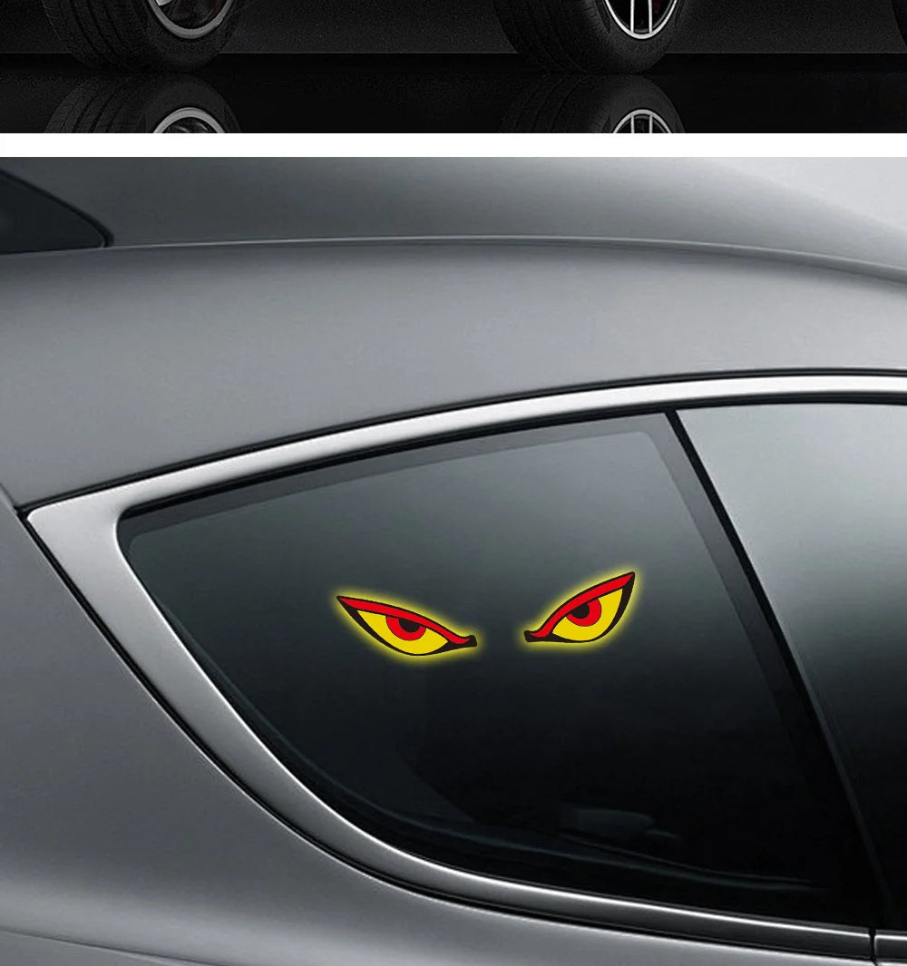 Solar Demon's Eye Car Dynamic Eyes LED Light Blinking Moving Eyes Car Lights Ambience Lamp Decoration No Wiring Required