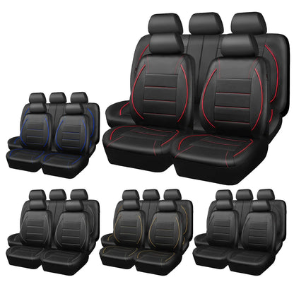 Universal Leather Car Seat Covers Red Simple Waterproof 5 Seat Car Seat Cover