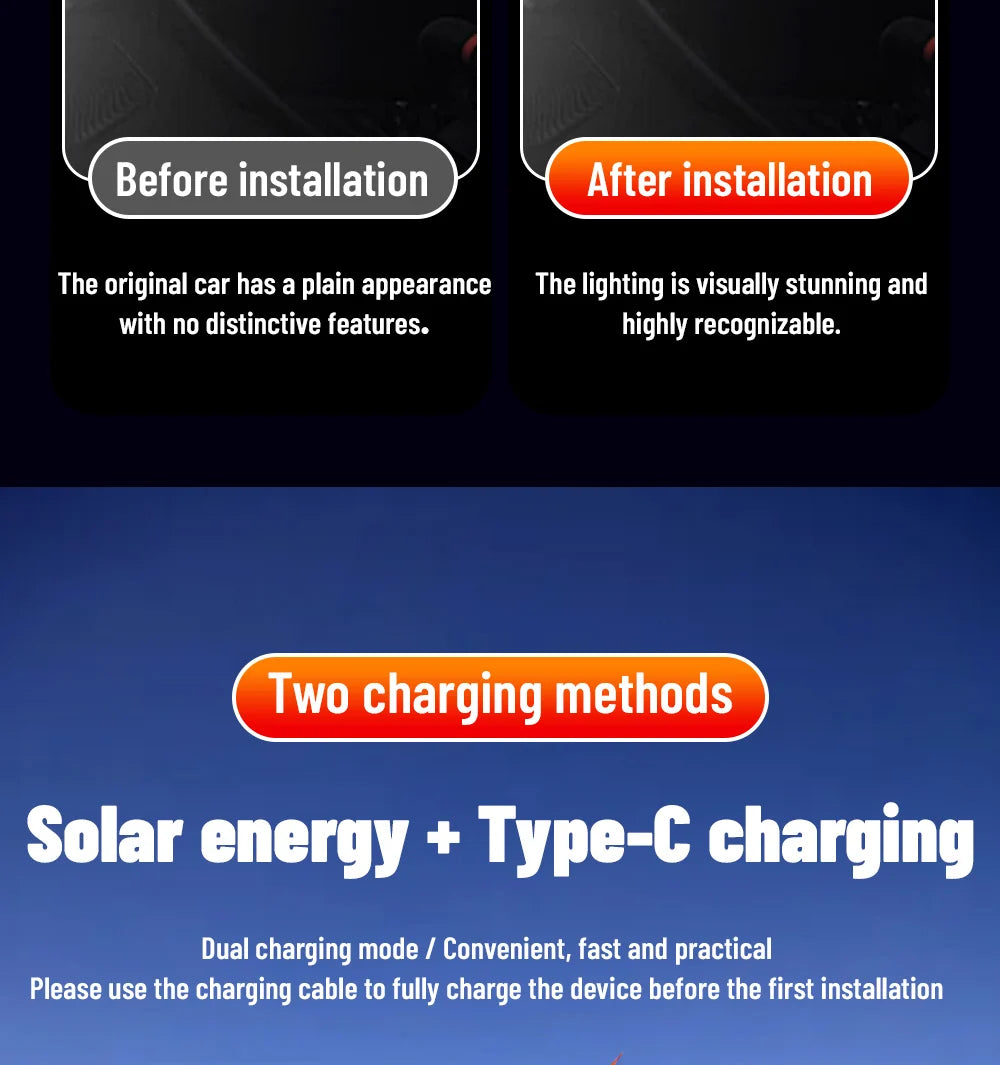 Solar Demon's Eye Car Dynamic Eyes LED Light Blinking Moving Eyes Car Lights Ambience Lamp Decoration No Wiring Required