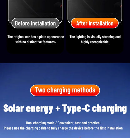 Solar Demon's Eye Car Dynamic Eyes LED Light Blinking Moving Eyes Car Lights Ambience Lamp Decoration No Wiring Required