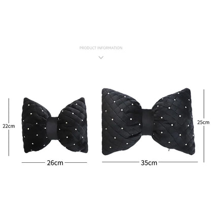1PC Quality Diamond Bowknot Car Neck Pillow Rhinestone Auto Headrest Seat Support Waist Pillows Crystal Car Interior Accessories