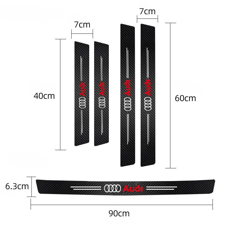 1/4/5Pcs Car Door Sill Scuff Plate Decor Carbon Fiber Stickers For Audi A1 A2 A3 A4 A5 A6 A7 A8 Q1 Q2 Q3 Q4 Q5 Q6 Q7 Q8 TT S5 B8