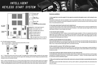 Universal Car Alarm Auto Start Stop System Remote Control Engine Ignition Autostart Kit Keyless Push Start System Car Accessorie