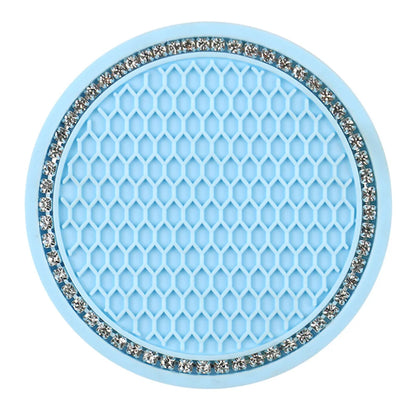 Car Water Cup Pad Holders Non-slip Diamond Rhinestone Silicone Mat Bottle Holder Coaster Auto Interior Decoration Accessories