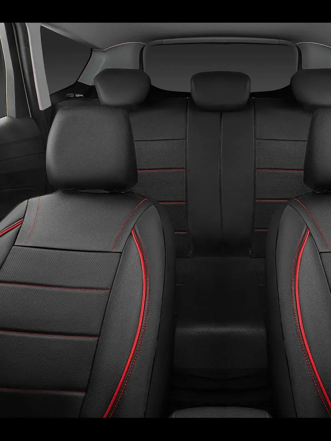 Universal Leather Car Seat Covers Red Simple Waterproof 5 Seat Car Seat Cover