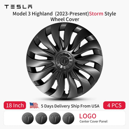 4PCS 18 Inch  Right＆Left Wheel Cover Design for Tesla Model 3 Highland 2023-2026 Hub Cap Automobile Hubcap Full Rim Wheel Cover
