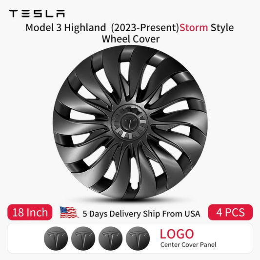 4PCS 18 Inch  Right＆Left Wheel Cover Design for Tesla Model 3 Highland 2023-2026 Hub Cap Automobile Hubcap Full Rim Wheel Cover