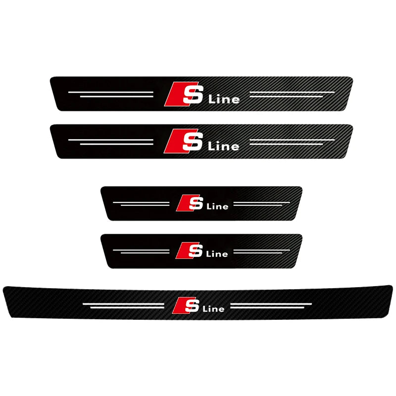 1/4/5Pcs Car Door Sill Scuff Plate Decor Carbon Fiber Stickers For Audi A1 A2 A3 A4 A5 A6 A7 A8 Q1 Q2 Q3 Q4 Q5 Q6 Q7 Q8 TT S5 B8