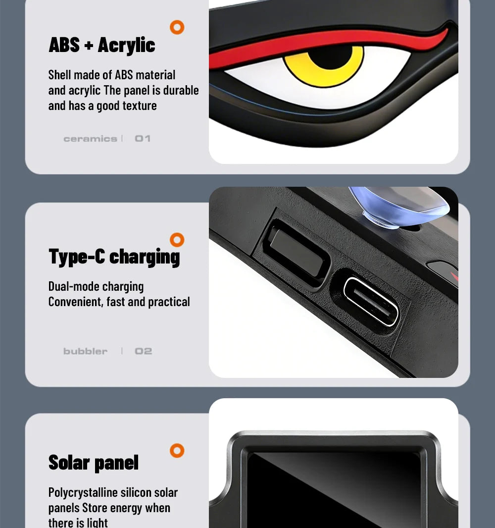 Solar Demon's Eye Car Dynamic Eyes LED Light Blinking Moving Eyes Car Lights Ambience Lamp Decoration No Wiring Required
