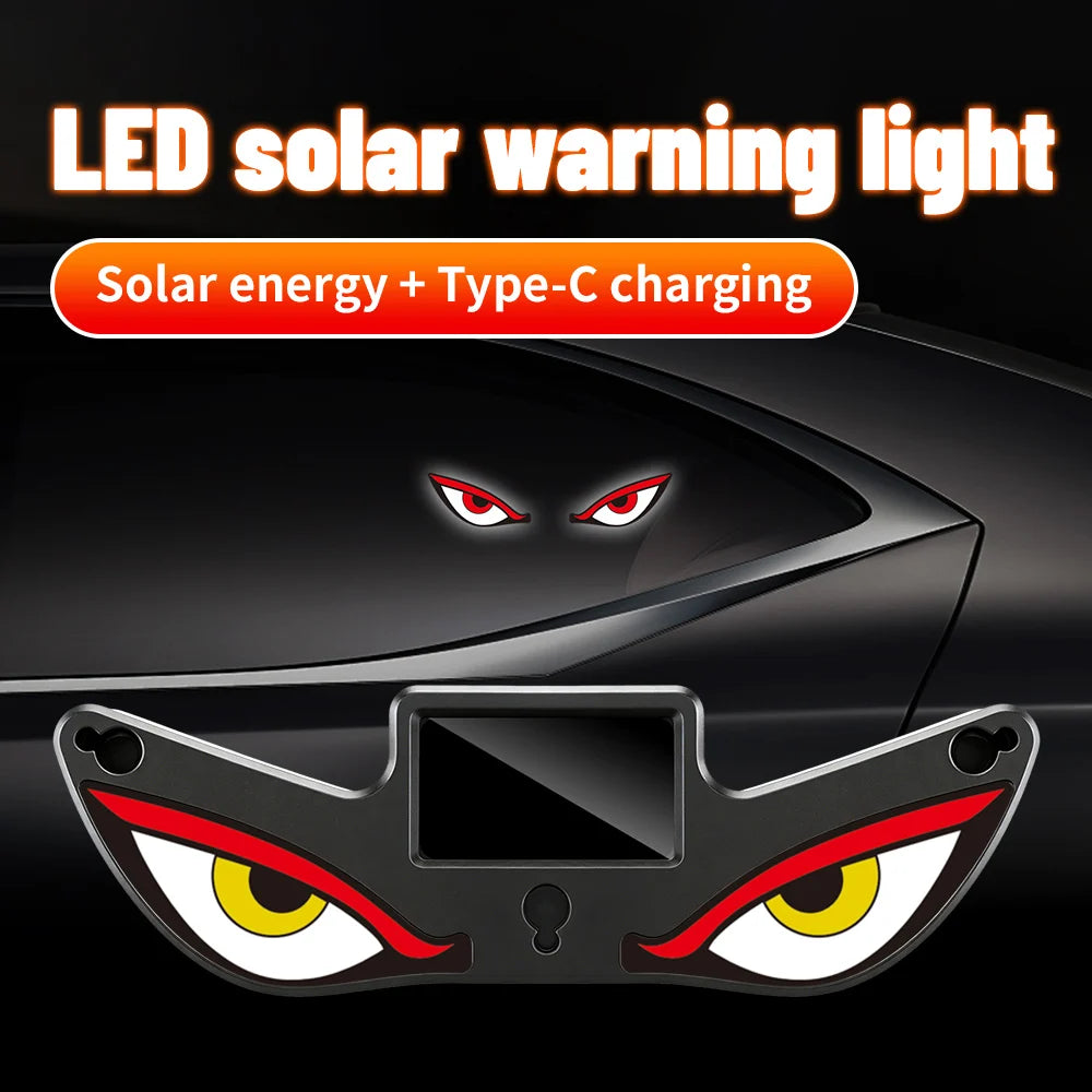 Solar Demon's Eye Car Dynamic Eyes LED Light Blinking Moving Eyes Car Lights Ambience Lamp Decoration No Wiring Required