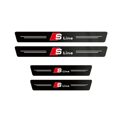 1/4/5Pcs Car Door Sill Scuff Plate Decor Carbon Fiber Stickers For Audi A1 A2 A3 A4 A5 A6 A7 A8 Q1 Q2 Q3 Q4 Q5 Q6 Q7 Q8 TT S5 B8