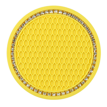 Car Water Cup Pad Holders Non-slip Diamond Rhinestone Silicone Mat Bottle Holder Coaster Auto Interior Decoration Accessories