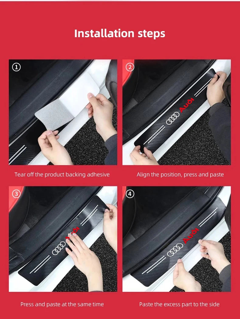 1/4/5Pcs Car Door Sill Scuff Plate Decor Carbon Fiber Stickers For Audi A1 A2 A3 A4 A5 A6 A7 A8 Q1 Q2 Q3 Q4 Q5 Q6 Q7 Q8 TT S5 B8