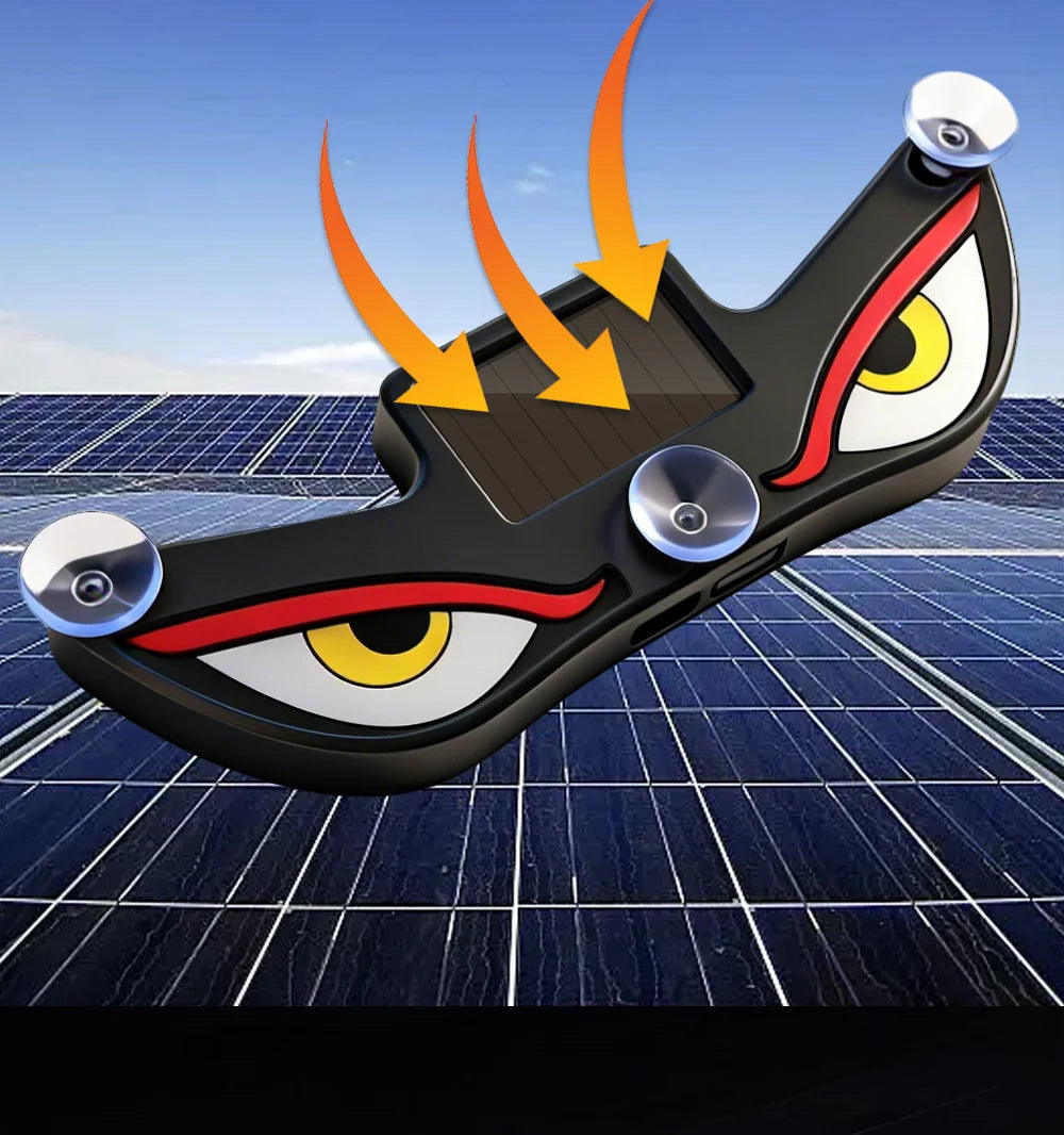 Solar Demon's Eye Car Dynamic Eyes LED Light Blinking Moving Eyes Car Lights Ambience Lamp Decoration No Wiring Required