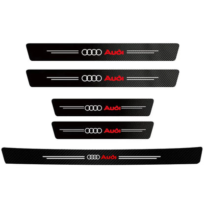 1/4/5Pcs Car Door Sill Scuff Plate Decor Carbon Fiber Stickers For Audi A1 A2 A3 A4 A5 A6 A7 A8 Q1 Q2 Q3 Q4 Q5 Q6 Q7 Q8 TT S5 B8