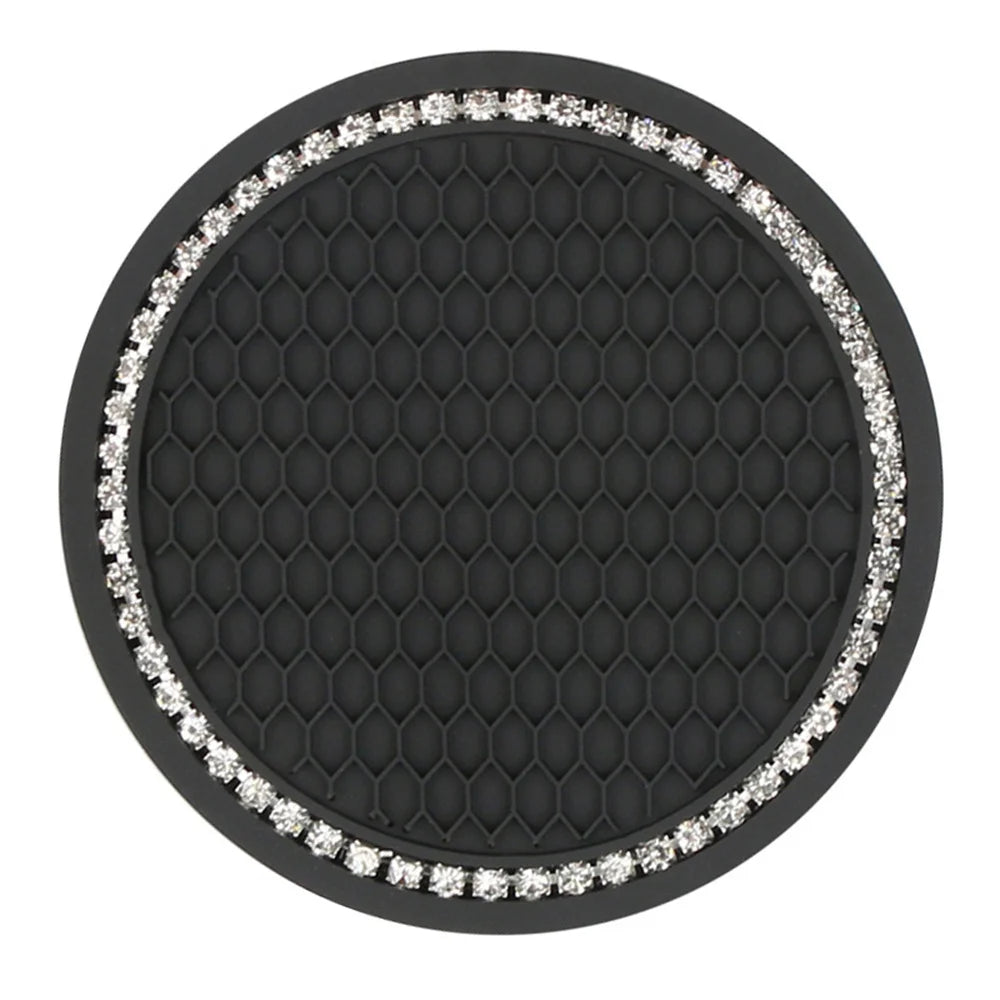 Car Water Cup Pad Holders Non-slip Diamond Rhinestone Silicone Mat Bottle Holder Coaster Auto Interior Decoration Accessories