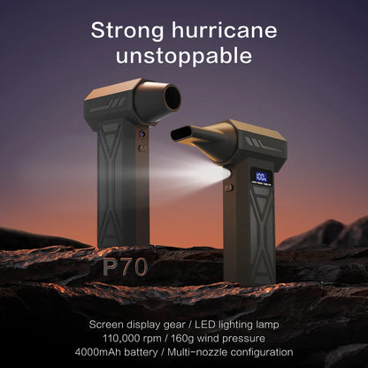 P70 Turbo Jet Blower 110000RPM High Power Air Blower Brushless Motor Turbo Fan Wind Speed 52m/s 40000mAh Violent Air Blower